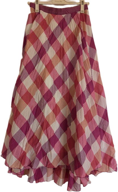 Sonia Rykiel Flared Checkered Purple Pink Midi Skirt