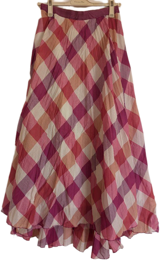 Sonia Rykiel Flared Checkered Purple Pink Midi Skirt