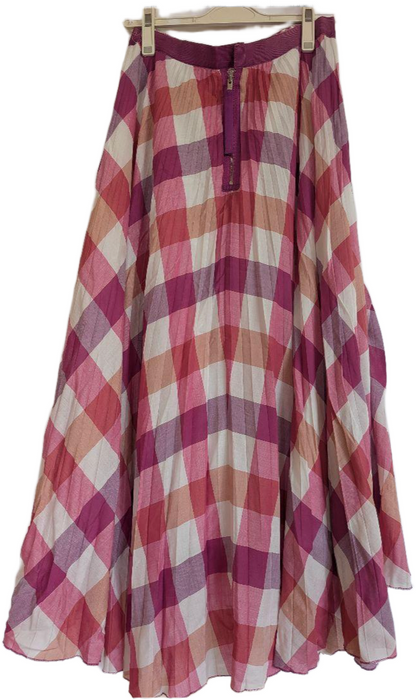 Sonia Rykiel Flared Checkered Purple Pink Midi Skirt