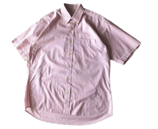 Yves Saint Laurent SS Oxford Pink Check Shirt Sz L
