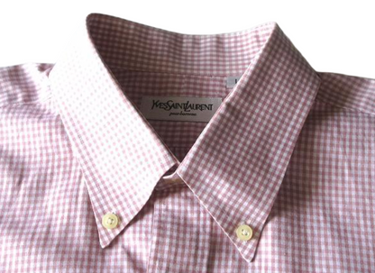 Yves Saint Laurent SS Oxford Pink Check Shirt Sz L