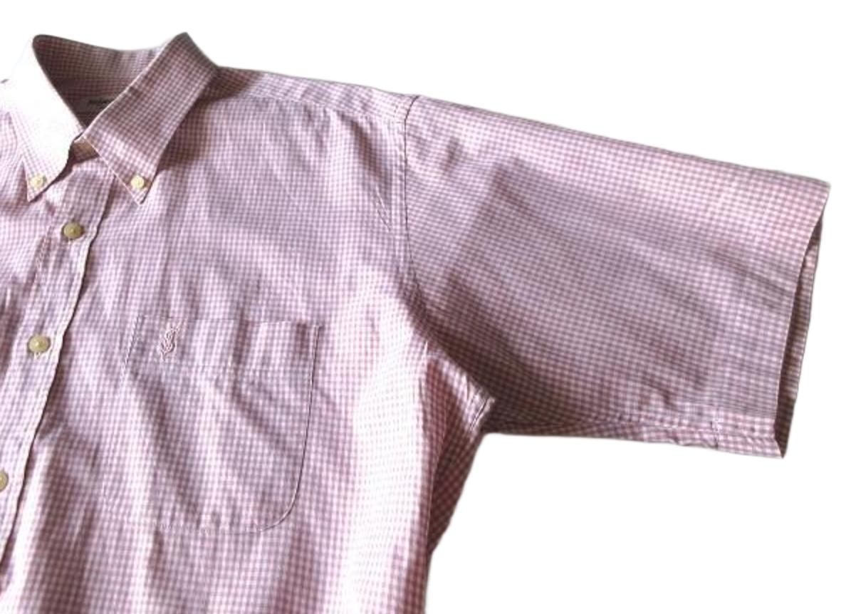 Yves Saint Laurent SS Oxford Pink Check Shirt Sz L