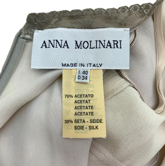 Anna Molinari Silk Floral Sless Mini Dress Sz S