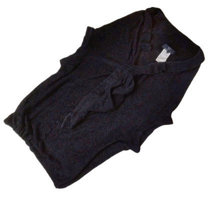 Y's Yohji Yamamoto Knit Gilet w Ruffle Black Sz 3