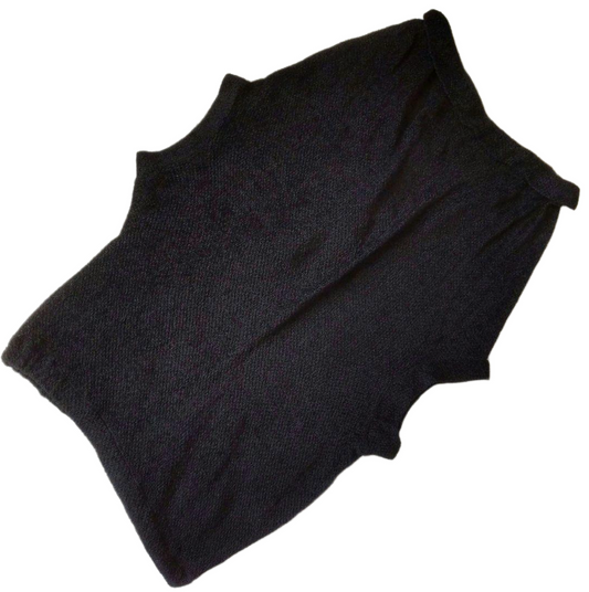 Y's Yohji Yamamoto Knit Gilet w Ruffle Black Sz 3