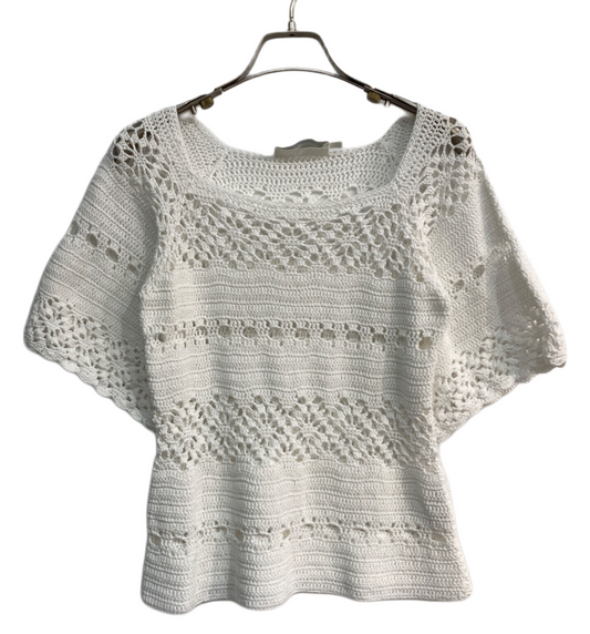 Zimmermann Crochet Knit White SS Top Sz 1
