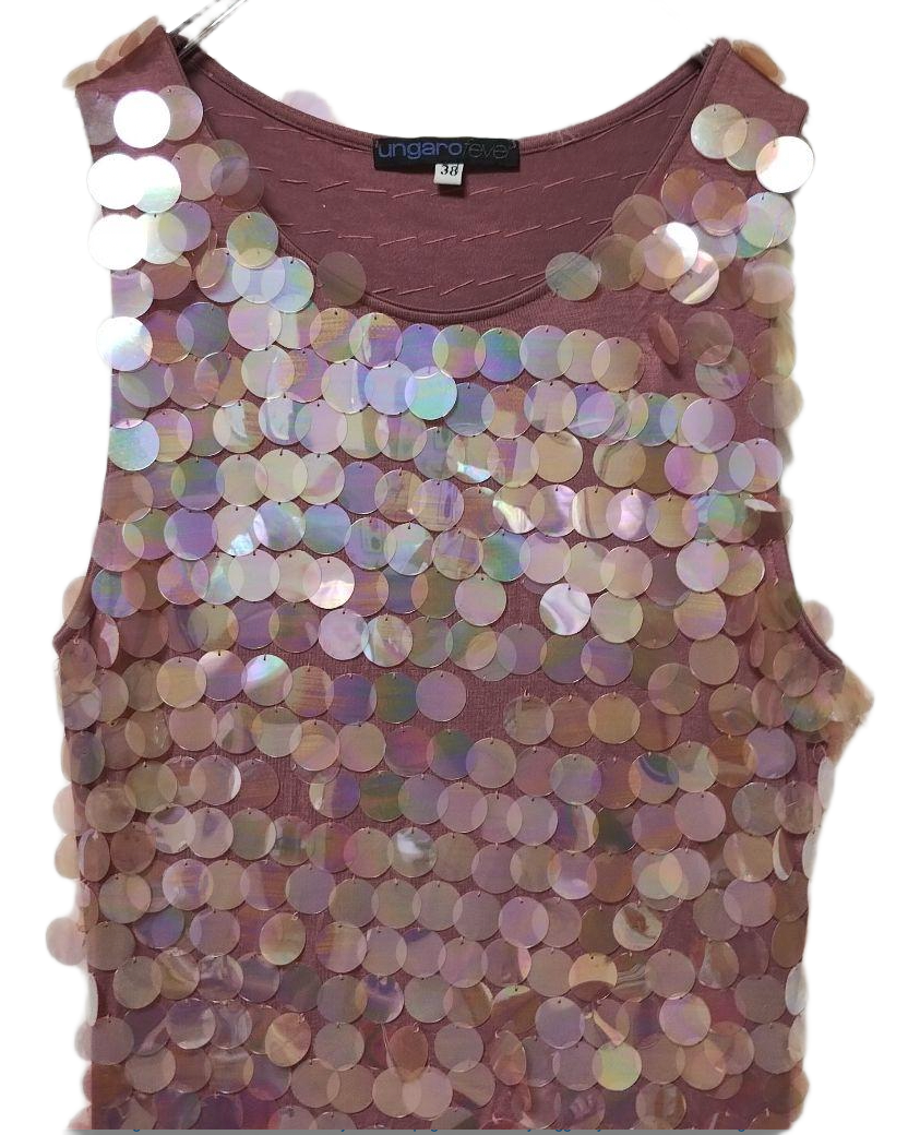 Ungaro Fever Sless Sequin Purple Tunic Dress Size 38