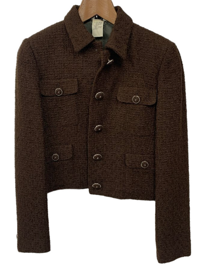 Versace V2 Brown Tweed Blazer Mini Skirt