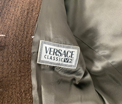 Versace V2 Brown Tweed Blazer Mini Skirt