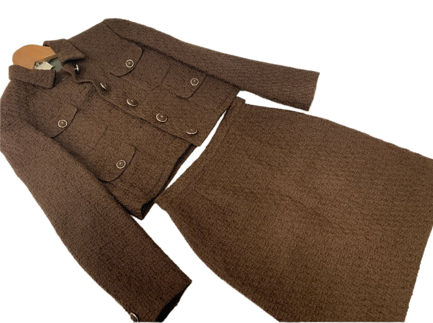 Versace V2 Brown Tweed Blazer Mini Skirt