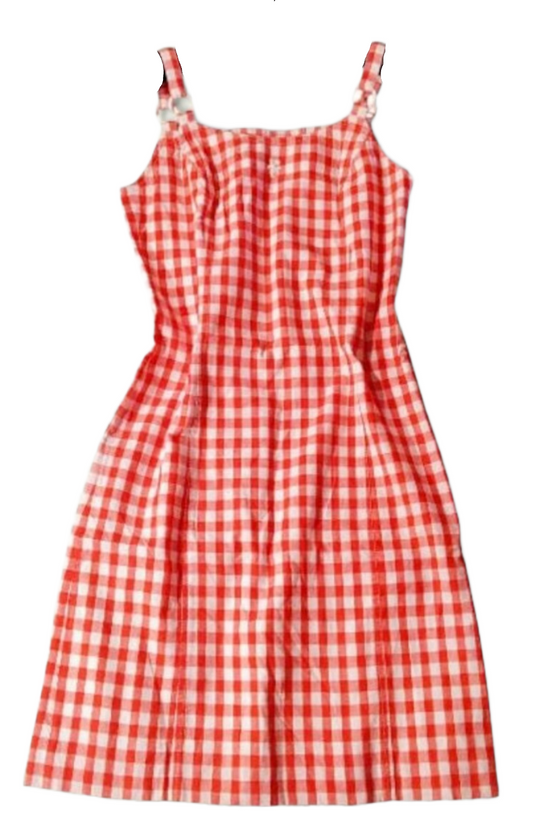 Courreges Red White Checkered O Ring Cami Mini Dress Sz 38