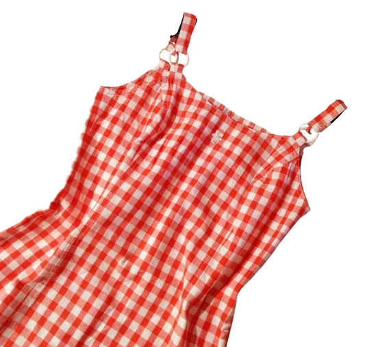 Courreges Red White Checkered O Ring Cami Mini Dress Sz 38