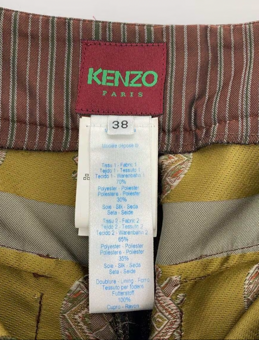 Kenzo Multi Patch Cropped Wide Pants (Matching w Vest) Sz 38