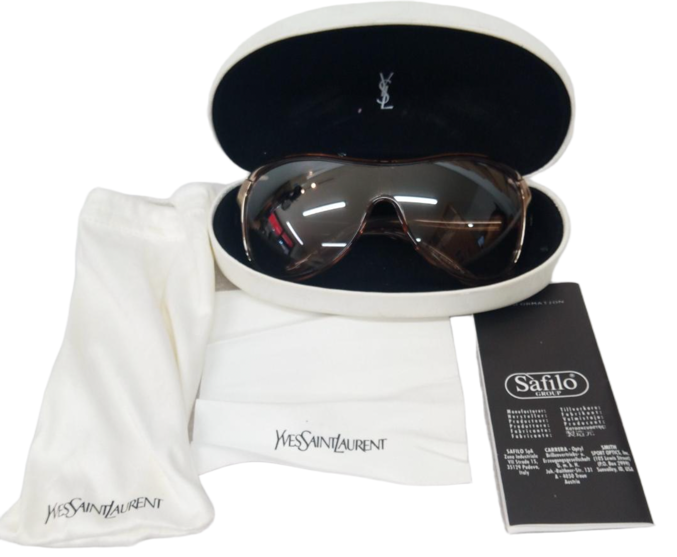 Yves Saint Laurent Brown Oversized Aviator Sunglasses w Case