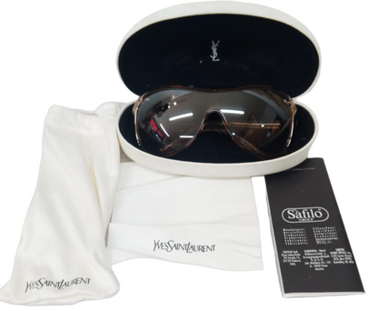 Yves Saint Laurent Brown Oversized Aviator Sunglasses w Case