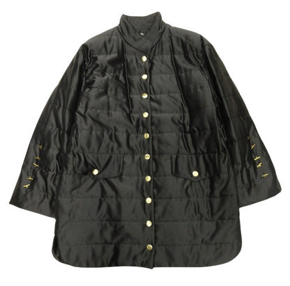Vintage 90s Lapine Blanche Mao collar quilted coat jacket w gold buttons Sz 9