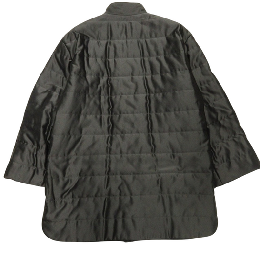 Vintage 90s Lapine Blanche Mao collar quilted coat jacket w gold buttons Sz 9