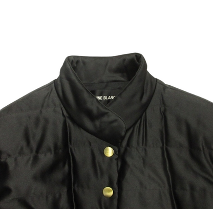 Vintage 90s Lapine Blanche Mao collar quilted coat jacket w gold buttons Sz 9