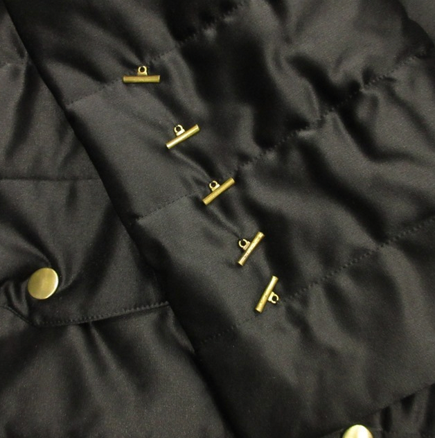 Vintage 90s Lapine Blanche Mao collar quilted coat jacket w gold buttons Sz 9