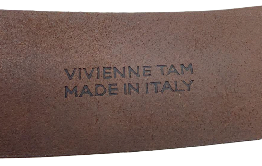 Vivienne Tam Leather Brown Belt w Fringe Coin Detail