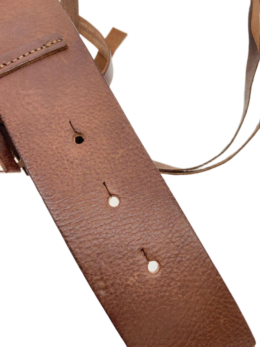 Vivienne Tam Leather Brown Belt w Fringe Coin Detail