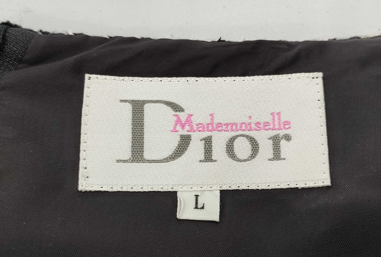 Miss Dior Checkered Tweed Square Neck Sheer LS Dress