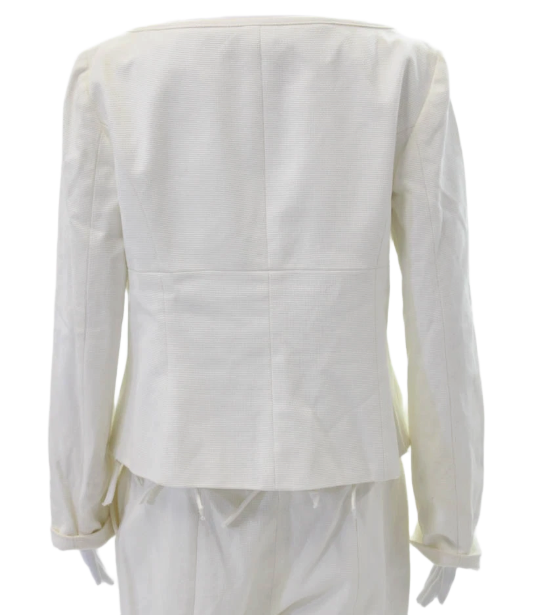 Valentino Roma Womens Hook Closure Straight Leg Cropped Jacket Set White Size 8