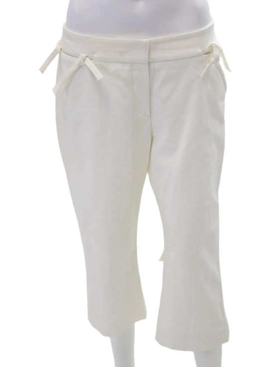 Valentino Roma Womens Hook Closure Straight Leg Cropped Jacket Set White Size 8