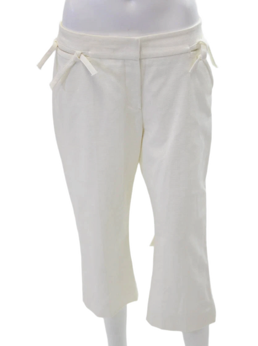 Valentino Roma Womens Hook Closure Straight Leg Cropped Jacket Set White Size 8