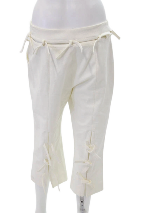Valentino Roma Womens Hook Closure Straight Leg Cropped Jacket Set White Size 8