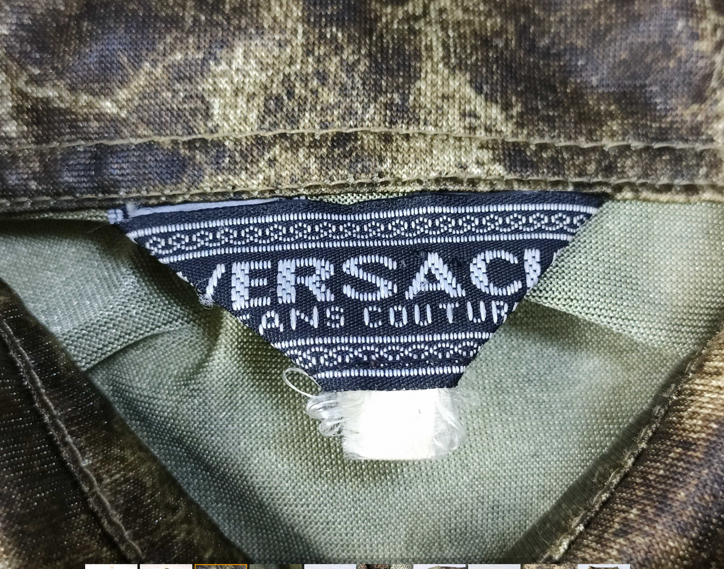 Versace Jeans Couture Cameo Print Button Down Blouse w Leather Straps