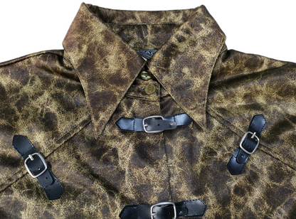 Versace Jeans Couture Cameo Print Button Down Blouse w Leather Straps