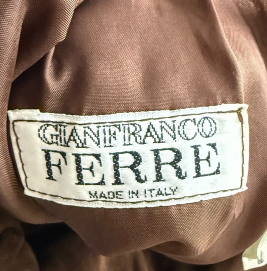 Gianfranco Ferre Suede Leather Wrap Drape Skirt Brown