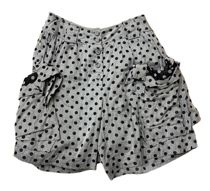 Alexander Mcqueen Grey Black Polkda Dot Shorts w Ruffle Pockets & Skirt