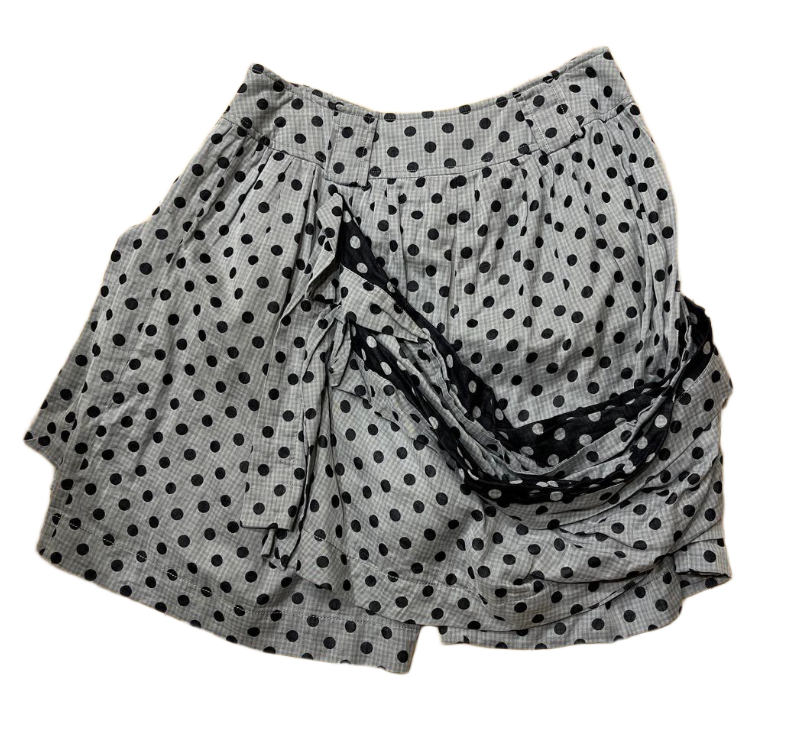 Alexander Mcqueen Grey Black Polkda Dot Shorts w Ruffle Pockets & Skirt