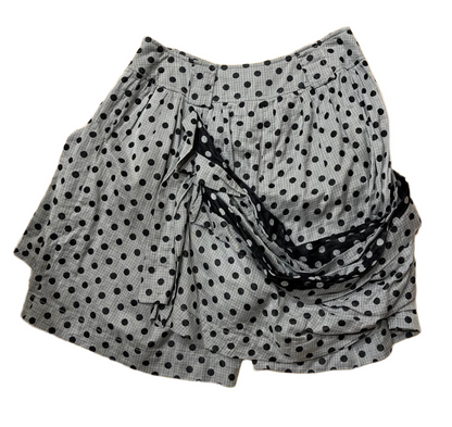 Alexander Mcqueen Grey Black Polkda Dot Shorts w Ruffle Pockets & Skirt
