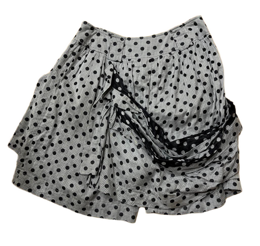 Alexander Mcqueen Grey Black Polkda Dot Shorts w Ruffle Pockets & Skirt