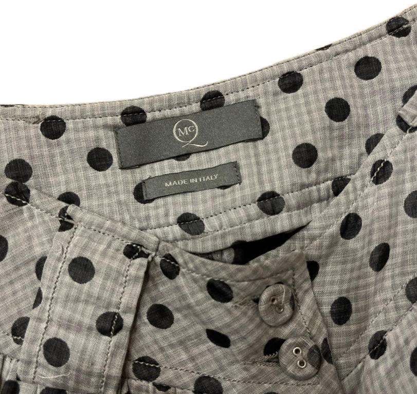 Alexander Mcqueen Grey Black Polkda Dot Shorts w Ruffle Pockets & Skirt