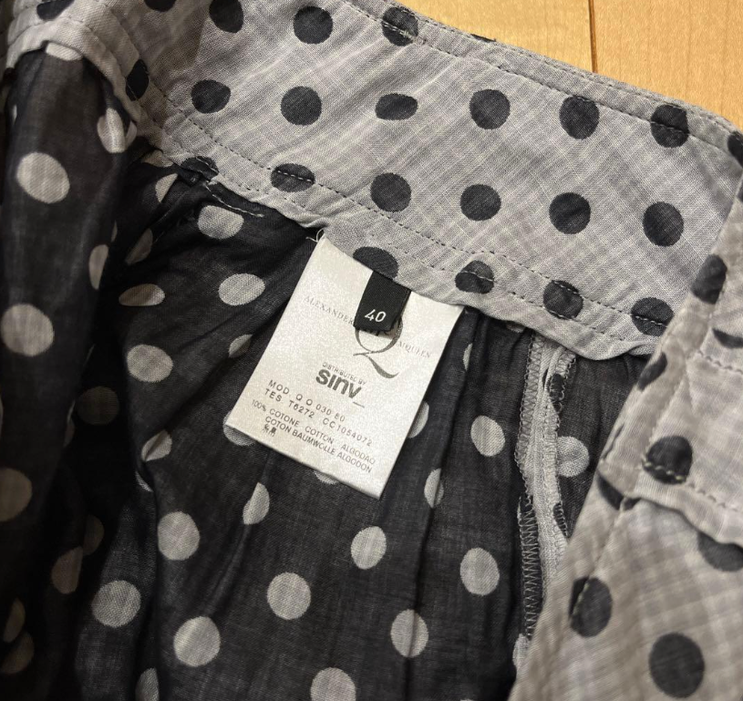 Alexander Mcqueen Grey Black Polkda Dot Shorts w Ruffle Pockets & Skirt