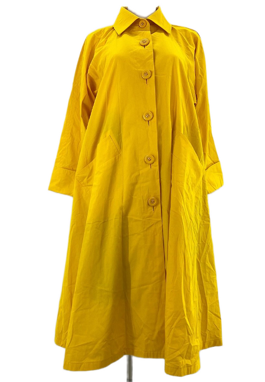 Yves Saint Laurent Button Down Oversized Yellow Coat Sz 34