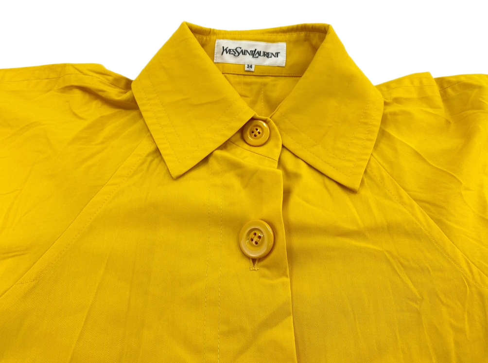 Yves Saint Laurent Button Down Oversized Yellow Coat Sz 34