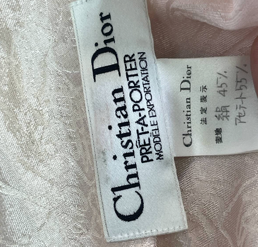 Christian Dior Pink L Button Down Blouse Layered Skirt w Box & Belt Set Suit