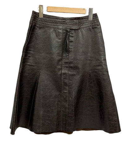 Vivienne Tam Dark Brown Sheepskin Leather Skirt Size 1