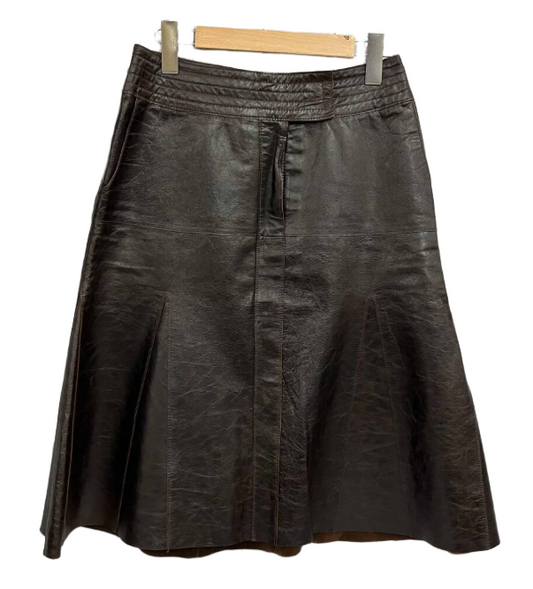 Vivienne Tam Dark Brown Sheepskin Leather Skirt Size 1