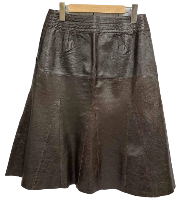 Vivienne Tam Dark Brown Sheepskin Leather Skirt Size 1