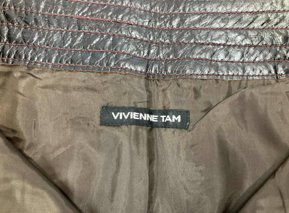 Vivienne Tam Dark Brown Sheepskin Leather Skirt Size 1
