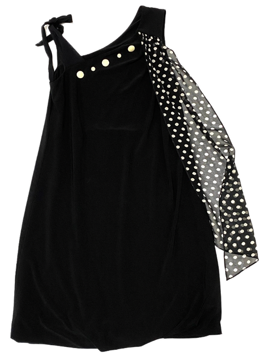 Made in Italy Sless Black Dress w Polka Dot Collar Detail size 42
