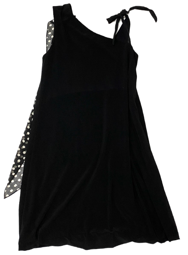 Made in Italy Sless Black Dress w Polka Dot Collar Detail size 42
