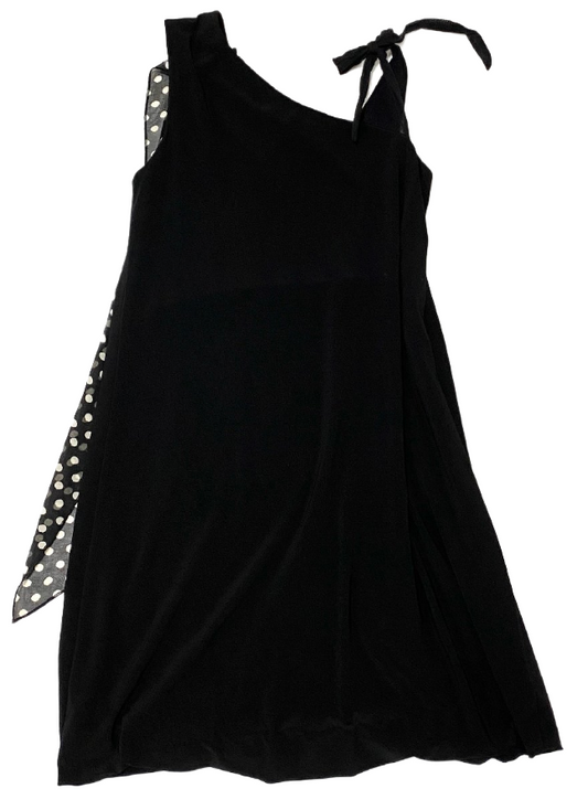 Made in Italy Sless Black Dress w Polka Dot Collar Detail size 42