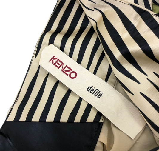Kenzo Halterneck 100% Silk Tribal Print Maxi Dress Sz 38
